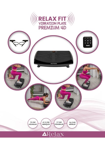 Fit Premium 4d-7in1 Vibration Plate Titreşimli Spor Egzersiz Fitness Aleti Cihazı