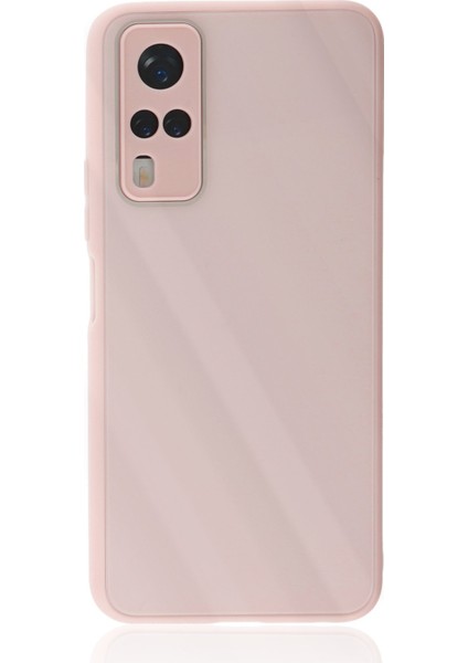 Vivo Y53S Kılıf Glass Kapak - Pembe 13