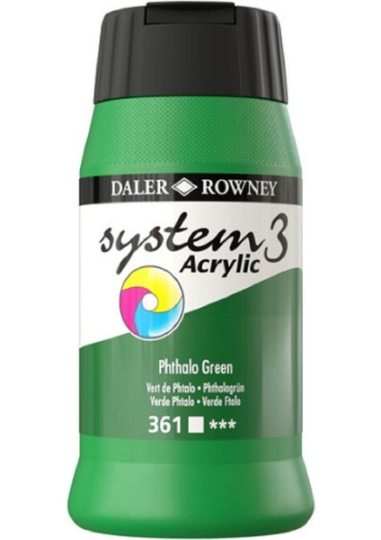 System 3 Akrilik Boya 500 ml 361 Phthalo Green