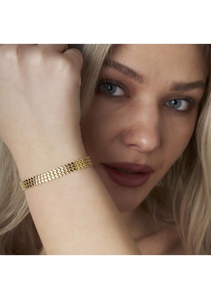 Üç Sıralı Pullu Zincir Bileklik modelleri