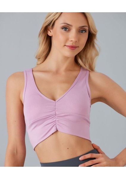 Aurafit Kadın Önü Büzgülü Arkası Çapraz Kaplı Croptop/büstiyer