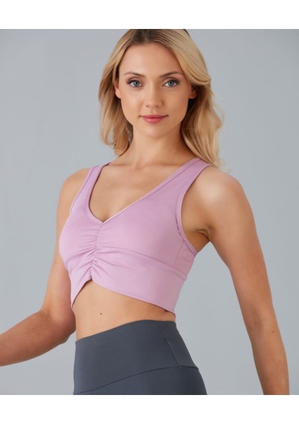 Aurafit Kadın Önü Büzgülü Arkası Çapraz Kaplı Croptop/büstiyer