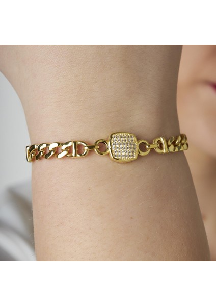 Taşlı Kare Çift Zincir Bileklik fırsatları