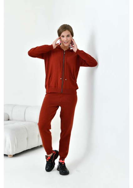 Kadın Fermuarlı İkili Takım Kiremit 20663