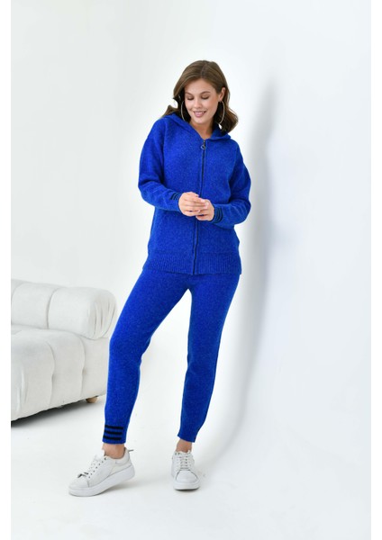 Kadın Çizgi Detaylı İkili Takım Saks Mavi 20661 modelleri