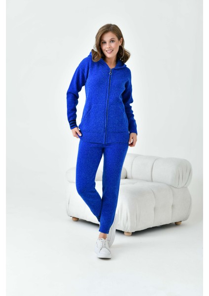 Kadın Çizgi Detaylı İkili Takım Saks Mavi 20661 indirimleri