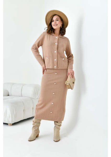 Kadın Düğmeli İkili Takım Bisküvi 20712 fiyatları