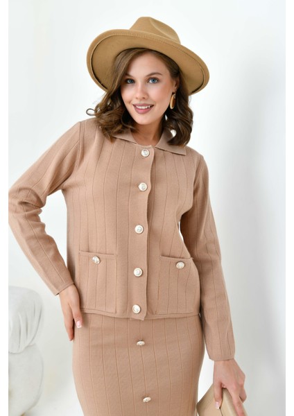 Kadın Düğmeli İkili Takım Bisküvi 20712 modelleri