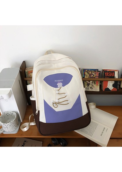 Kadınlar Için Okul Çantaları, Gösterişli, Kontrast Renkli Sırt Çantaları, Ortaokul Öğrencileri, Lise Öğrencileri, Geniş Kapasiteli Sırt Çantaları (Yurt Dışından)