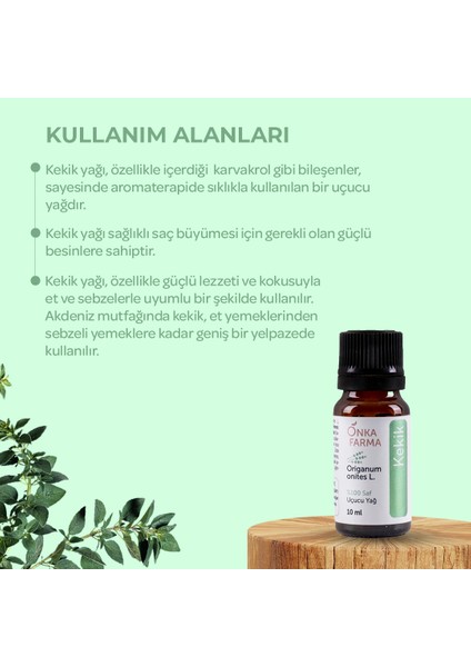 Onka Farma %100 Saf Kekik Yağı (%75.47 CARVACROL/Karvakrol) Uçucu Esansiyel Yağ 10 ml