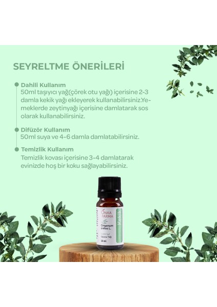 Onka Farma %100 Saf Kekik Yağı (%75.47 CARVACROL/Karvakrol) Uçucu Esansiyel Yağ 10 ml