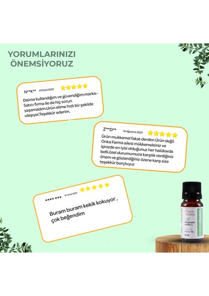 Onka Farma %100 Saf Kekik Yağı (%75.47 CARVACROL/Karvakrol) Uçucu Esansiyel Yağ 10 ml