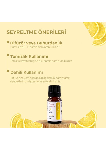 Onkafarma Saf Limon Yağı Uçucu Esansiyel Yağ 10 ml