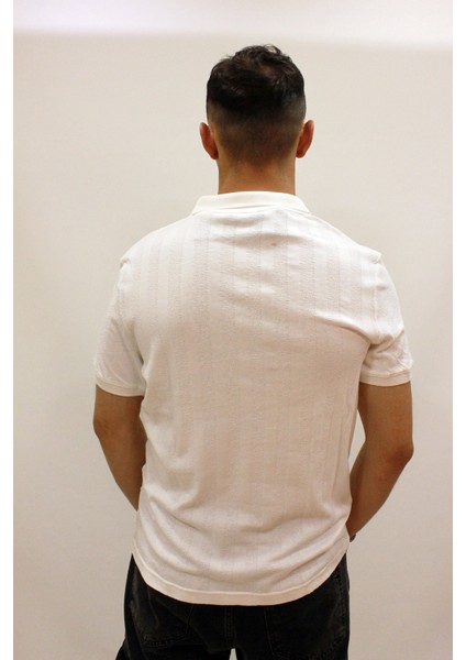 Caz 4157 Kendinden Dokulu Polo Yaka Düğmesiz Erkek T-Shirt modelleri