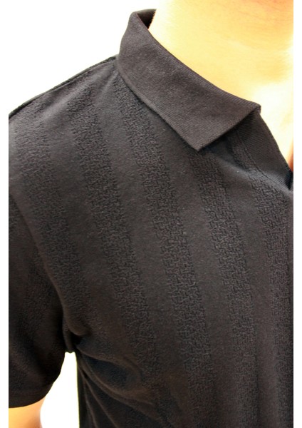 Caz 4157 Kendinden Dokulu Polo Yaka Düğmesiz Erkek T-Shirt fiyatları