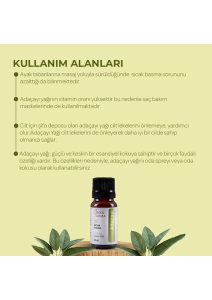 Onka Farma %100 Saf Adaçayı Yağı 10 ml