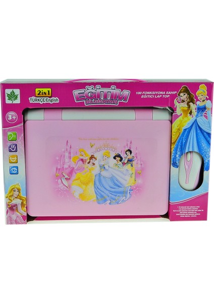 Oyuncak Laptop Eğitici Bilgisayarı Türkçe Ingilizce Eğitici Pembe
