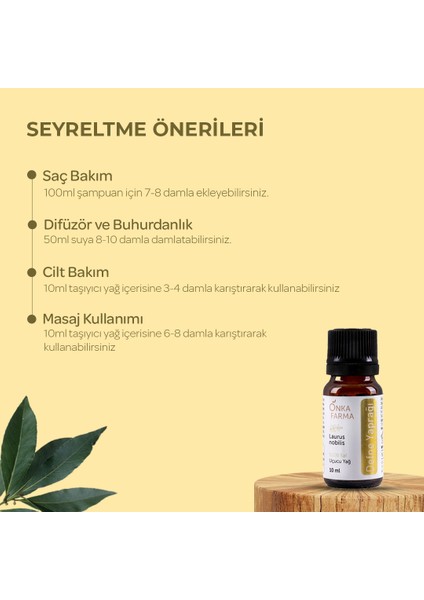 Onkafarma Saf Defne Yaprağı Yağı Uçucu Esansiyel Yağ 10 ml