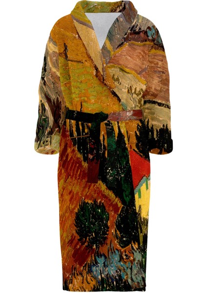 Ev Ve Pulluklu Manzara / Van Gogh Bornoz