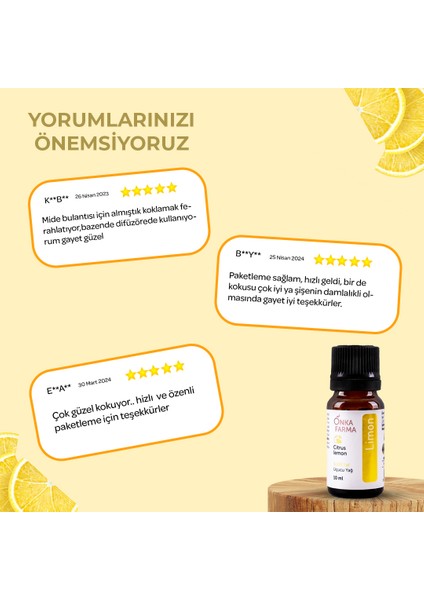 Onkafarma Saf Limon Yağı Uçucu Esansiyel Yağ 10 ml