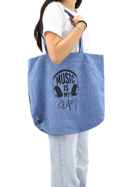 Bez Kadın Çantası, Geniş Hacimli, Bordo Music Baskılı El ve Omuz Bez Çanta fiyatları