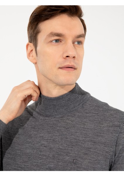 Erkek Füme Slim Fit Yarım Balıkçı Basic Triko Kazak 50257711-VR058