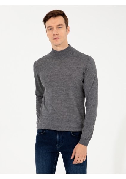 Erkek Füme Slim Fit Yarım Balıkçı Basic Triko Kazak 50257711-VR058