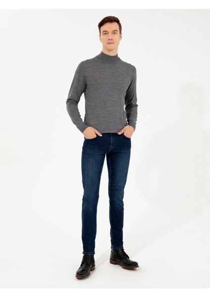 Erkek Füme Slim Fit Yarım Balıkçı Basic Triko Kazak 50257711-VR058