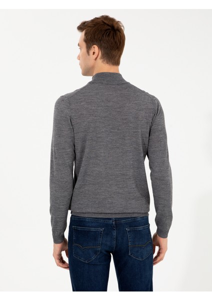 Erkek Füme Slim Fit Yarım Balıkçı Basic Triko Kazak 50257711-VR058