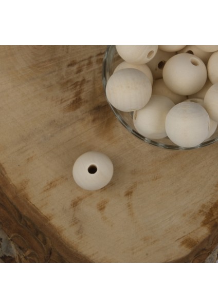 Ham Ahşap Boncuk 25 mm Işlenmemiş Ahşap Boncuk 1 kg