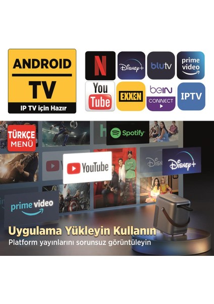 H300A Android Tv 4K Destekli Projeksiyon Cihazı