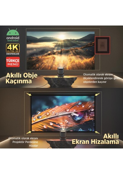 H300A Android Tv 4K Destekli Projeksiyon Cihazı