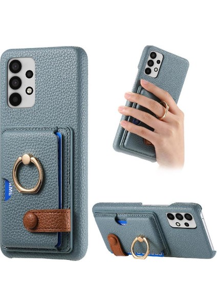 Samsung Galaxy A32 5g Premium Dokulu Deri Kart Yuvaları Halka (Yurt Dışından)