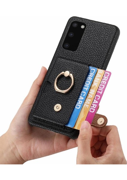 Samsung Galaxy S20 Halka Standı Kart Yuvaları Premium Dokulu Deri (Yurt Dışından) fırsatları