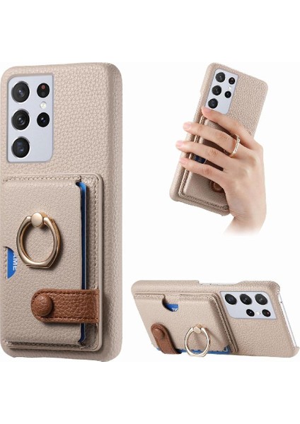 Samsung Galaxy S21 Ultra Kart Yuvaları Halka Standı Premium Dokulu (Yurt Dışından)