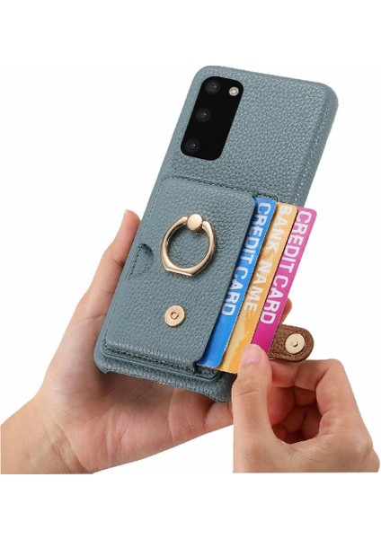 Samsung Galaxy S20 Halka Standı Kart Yuvaları Premium Dokulu Deri (Yurt Dışından) fırsatları