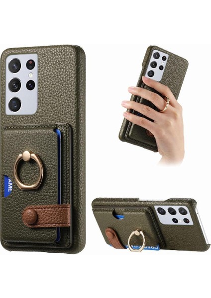 Samsung Galaxy S21 Ultra Kart Yuvaları Halka Standı Premium Dokulu (Yurt Dışından)