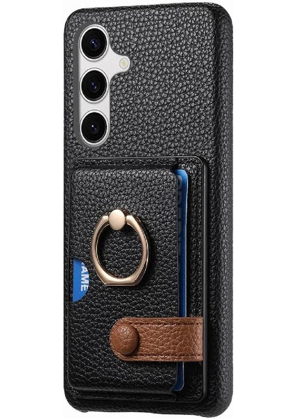 Samsung Galaxy S24 Premium Dokulu Deri Kart Yuvaları Halka Standı (Yurt Dışından) modelleri