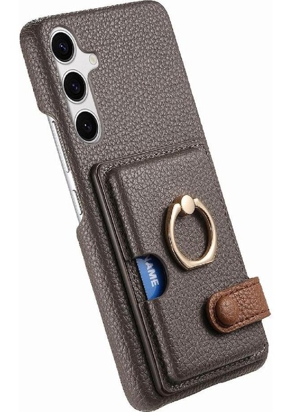 Samsung Galaxy S24 Premium Dokulu Deri Kart Yuvaları Halka Standı (Yurt Dışından) modelleri