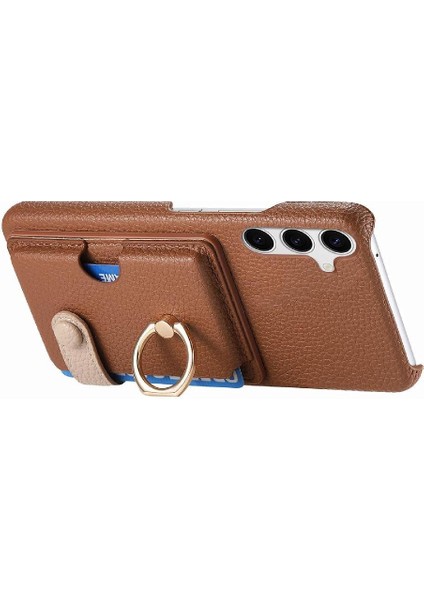 Samsung Galaxy S24 Premium Dokulu Deri Kart Yuvaları Halka Standı (Yurt Dışından) modelleri