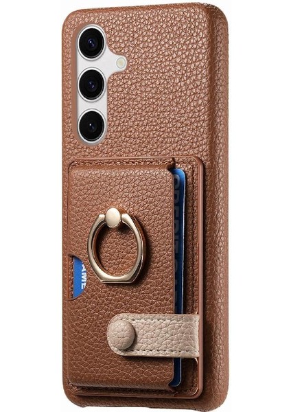 Samsung Galaxy S24 Premium Dokulu Deri Kart Yuvaları Halka Standı (Yurt Dışından) fırsatları