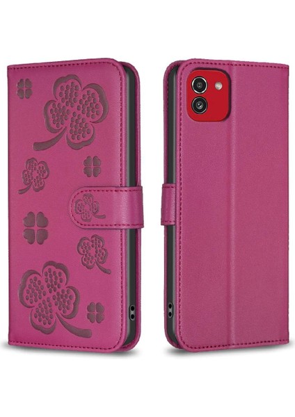 Samsung Galaxy A03 Yonca Çiçek Çok Renkli Kart Yuvaları Pu Için Flip Case (Yurt Dışından)