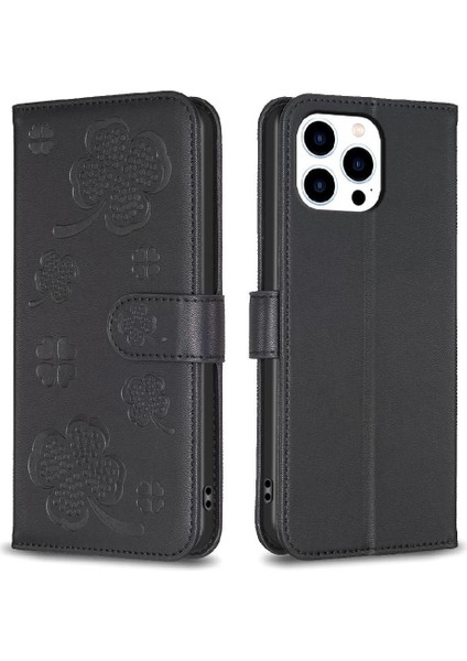 IPhone 15 Için Flip Case Pro Kart Yuvaları Tutucu Kickstand Cüzdan Yonca Pu (Yurt Dışından) indirimleri