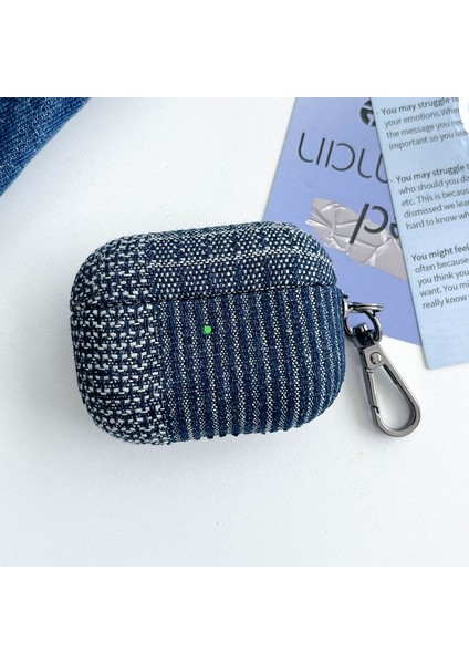 Apple Pro Ekleme Denim Bluetooth Kulaklık Kapağı Metal Kancalı Koruyucu Kılıf-Stil E (Yurt Dışından)