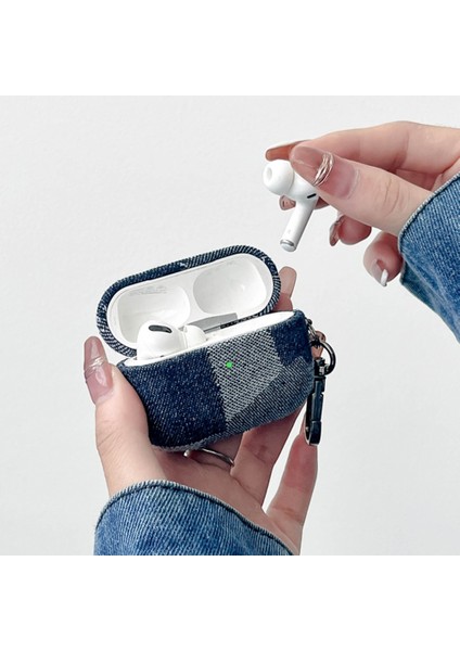 Apple Pro Ekleme Denim Bluetooth Kulaklık Kapağı Metal Kancalı Koruyucu Kılıf-Stil E (Yurt Dışından) modelleri