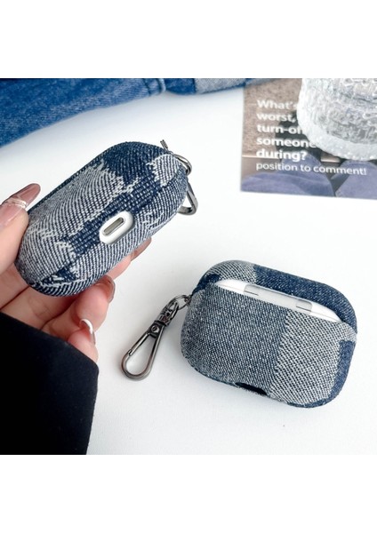 Apple Pro Ekleme Denim Bluetooth Kulaklık Kapağı Metal Kancalı Koruyucu Kılıf-Stil E (Yurt Dışından) indirimleri
