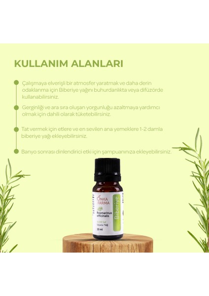 Onka Farma Saf Biberiye Yağı Uçucu Esansiyel Yağ 10 ml