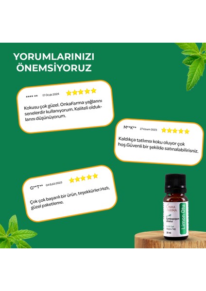 Onka Farma Saf Limon Otu Yağı Uçucu Esansiyel Yağ 10 ml