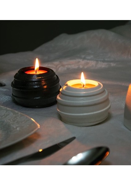 Helezon Mumluk Seti / Relhome Dekoratif Mumluk Serisi / Siyah - Beyaz