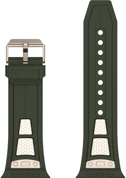 Watch Ultra 49MM KRD-117 Hava Alabilen Delikli Metal Süslemeli Desenli Silikon Kordon fiyatları